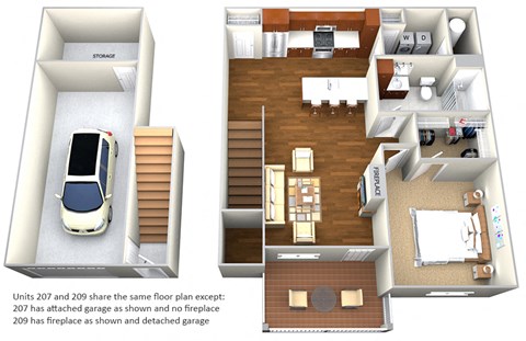 Floor plan for 1 bed, 1 bath, 913 sqft